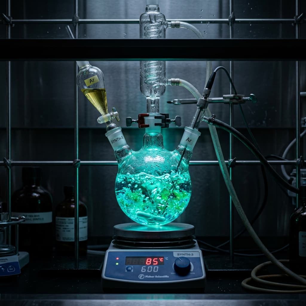 Custom Chemical Synthesis Reaction with Heated Reflux Apparatus